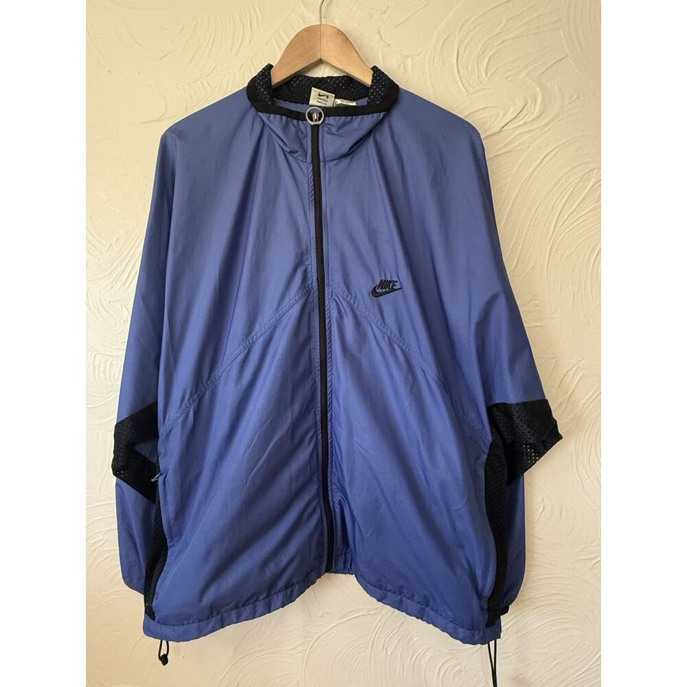 Vintage Nike Windbreaker Jacket Blue Black Mesh Lined Zip Up Men’s L 90s Running